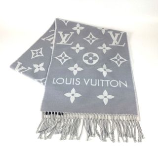 ルイヴィトン(LOUIS VUITTON)のルイヴィトン LOUIS VUITTON マフラー ・LV エセンシャル M77727 フリンジ マフラー ウール グリクレール グレー 美品(マフラー)