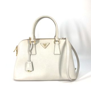 プラダ(PRADA)のプラダ PRADA SAFFIANO LUX BL0837 トライアングルロゴ 三角ロゴ プレート 2WAYバッグ 斜め掛け ハンドバッグ サフィアーノレザー ホワイト(ハンドバッグ)