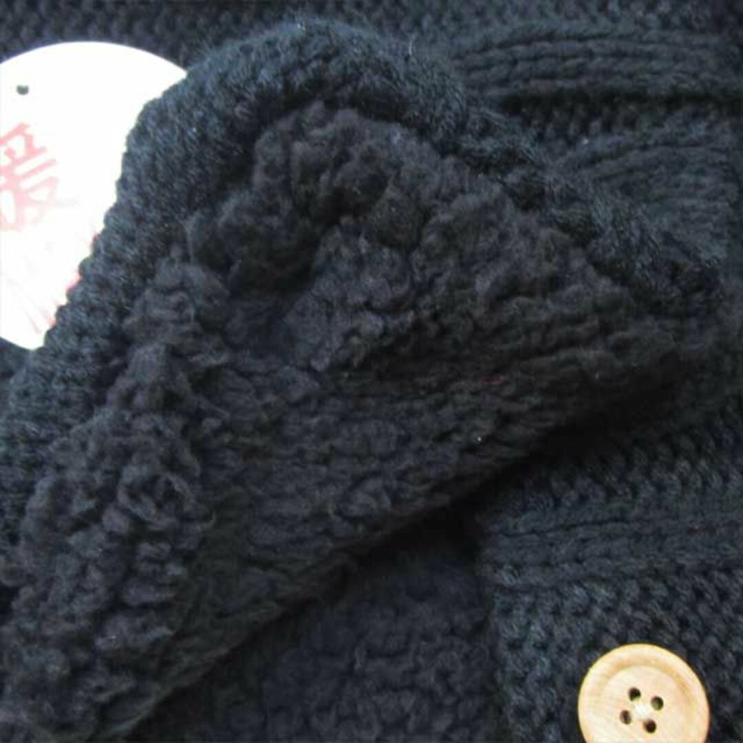 ネックウォーマー　アクリル　裏ボア　付け襟風　ボタン式　ケーブル編み　黒 メンズのファッション小物(ネックウォーマー)の商品写真