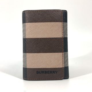 バーバリー(BURBERRY)のバーバリー BURBERRY 6連 ボーダー チェック 鍵 Dリング付き キーケース PVC ブラウン(その他)