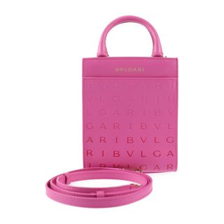 ブルガリ(BVLGARI)のBVLGARI ブルガリ インフィニートゥム 2WAY ミニ トートバッグ ハンドバッグ 292318   カーフレザー ピンク系 ゴールド金具  ショルダーバッグ ロゴ 【本物保証】(ハンドバッグ)