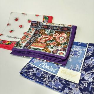 ケンゾー(KENZO)の花柄ハンカチ　3枚　KENZO　イブサンローラン　Cacharel(ハンカチ)