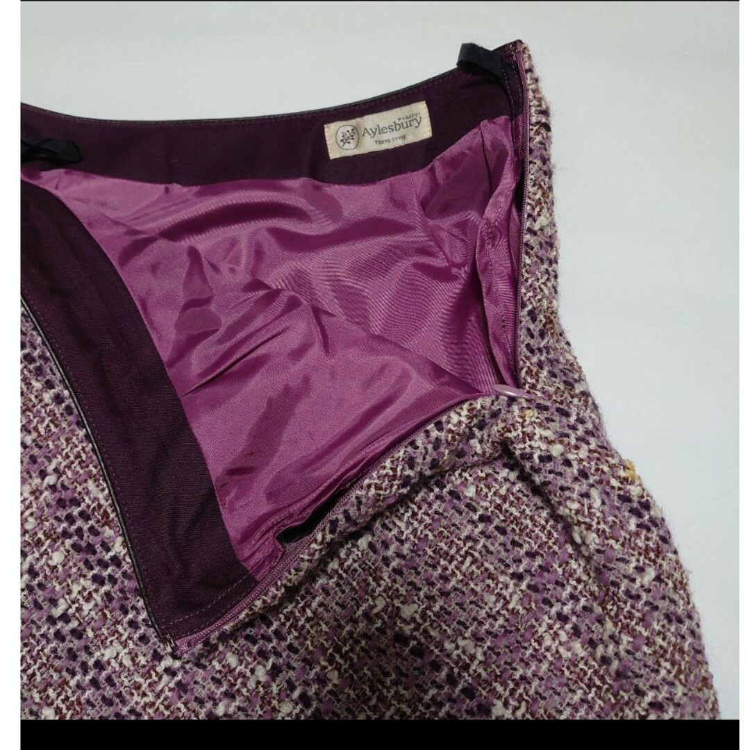 Aylesbury(アリスバーリー)の【アリスバーリー】ツイード風ウール混スカート７号 レディースのスカート(ひざ丈スカート)の商品写真