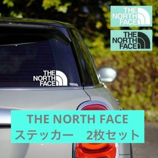 ザノースフェイス(THE NORTH FACE)の2枚セット　防水　ノースフェイス カッティングステッカー ブラック　ホワイト(登山用品)