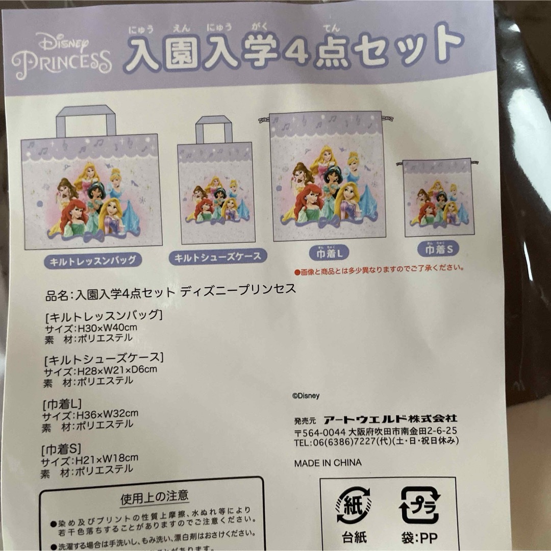 Disney(ディズニー)の4点‼️入園準備 入学準備 グッズ ディズニー　プリンセス　幼稚園  ハンドメイドのキッズ/ベビー(バッグ/レッスンバッグ)の商品写真