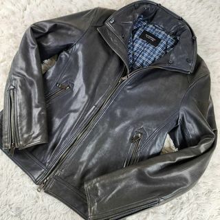 バーバリーブラックレーベル(BURBERRY BLACK LABEL)の【 美品 】 バーバリーブラックレーベル　ラムレザー　ライダースジャケット　黒(ライダースジャケット)