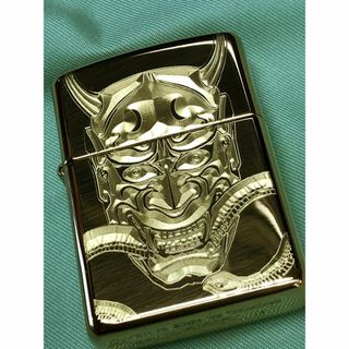 ジッポー(ZIPPO)のダイヤカット　ジッポーアーマーボディー金 般若　蛇　ジッポ　名前彫刻zippo (タバコグッズ)