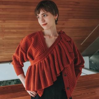 KAIEKA Ruffled Collar Knit Cardigan(カーディガン)