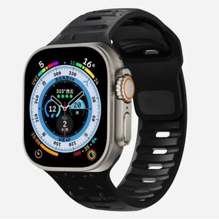 Apple Watch バンド ベルト ブラック 42/44mm(ラバーベルト)