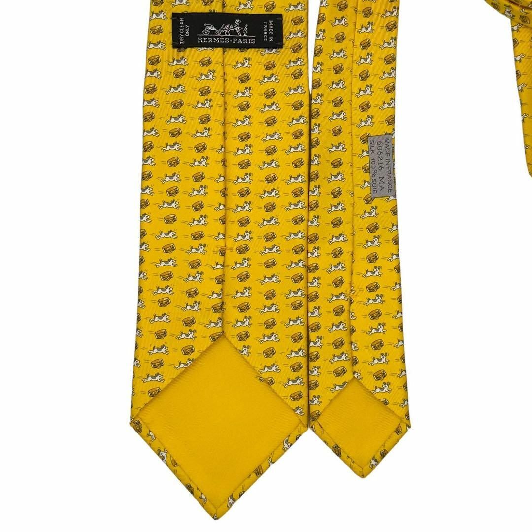 Hermes(エルメス)の【美品】　ネクタイ　エルメス　イエロー　黄色　　犬　仕事　　男性　入学式　卒業式 メンズのファッション小物(ネクタイ)の商品写真