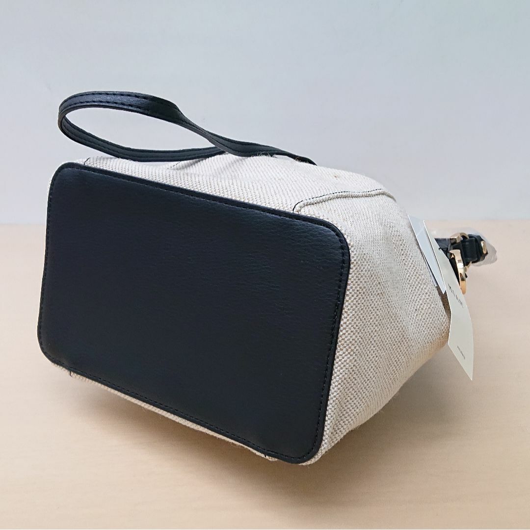 MIAN(ミアン)の新品 ミアン キャンバスリネン2way巾着ショルダー2241-202-1 BLK レディースのバッグ(ショルダーバッグ)の商品写真