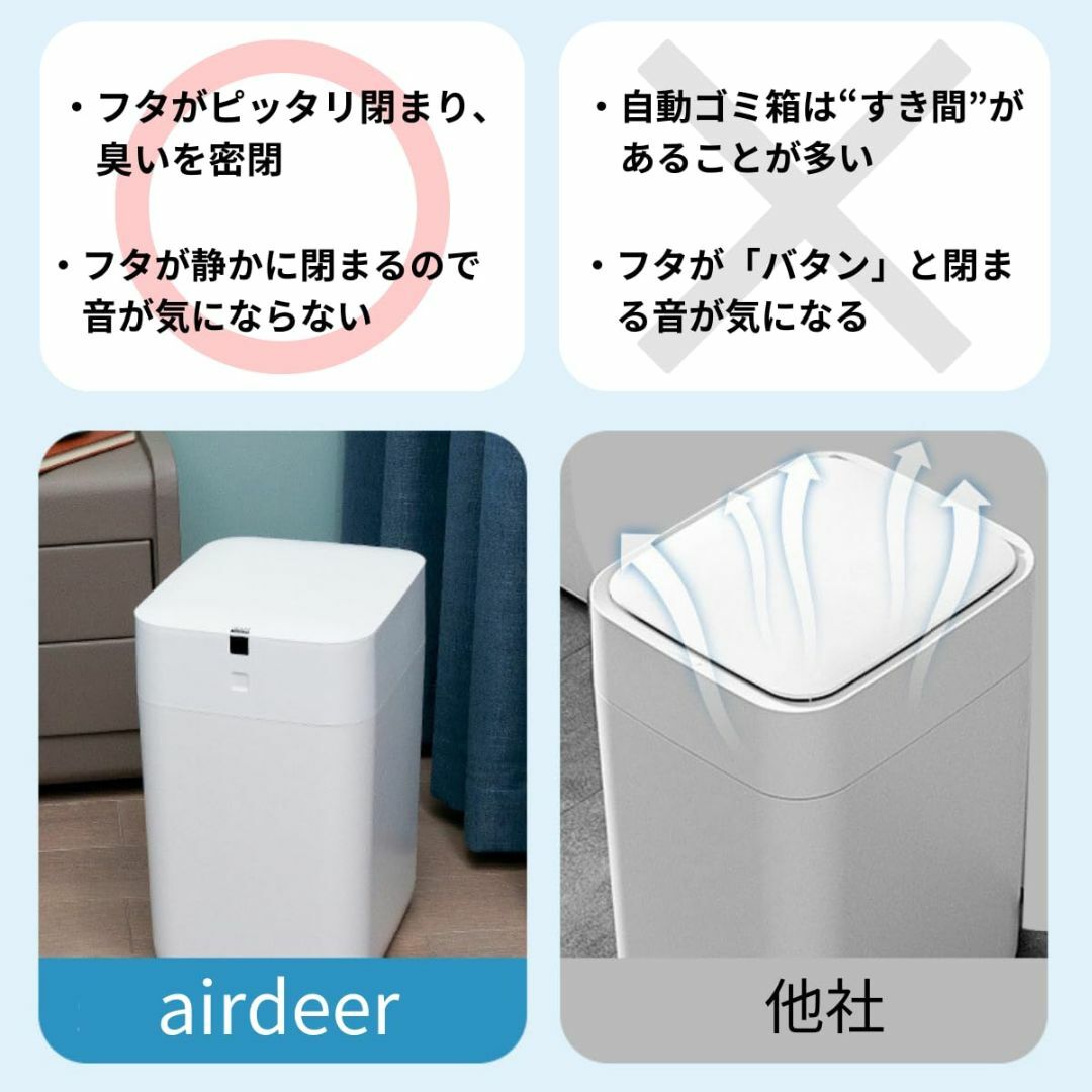 【フタがピッタリ閉まる・臭いが漏れにくい】airdeer 全自動ゴミ箱 - 自動 インテリア/住まい/日用品のインテリア小物(ごみ箱)の商品写真