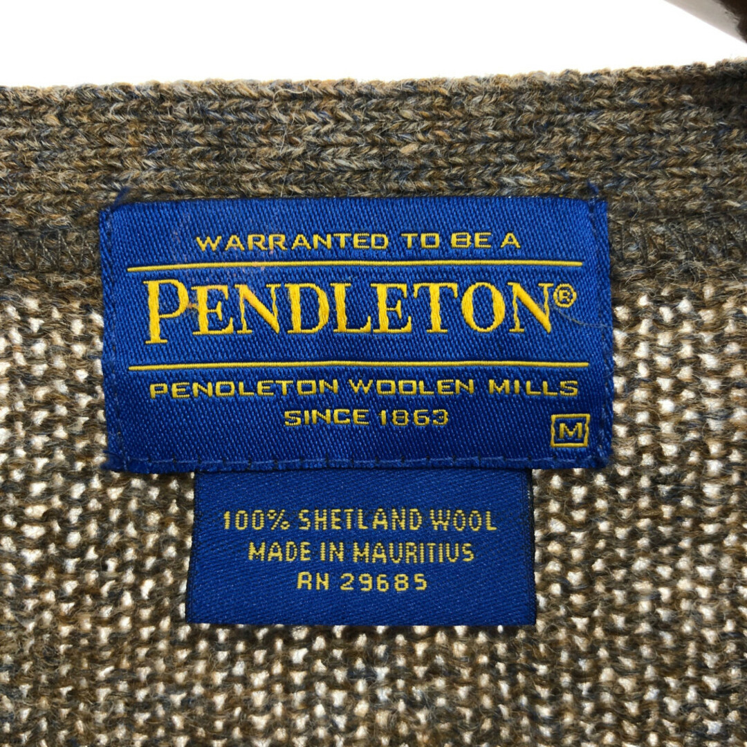PENDLETON(ペンドルトン)のPENDLETON ペンドルトン シェットランドウール カーディガン トップス アメカジ カジュアル ブラウン (メンズ M) 中古 古着 P6821 メンズのトップス(カーディガン)の商品写真