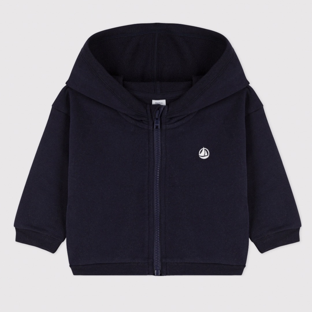 PETIT BATEAU(プチバトー)のプチバトー スウェットジップアップパーカ キッズ/ベビー/マタニティのベビー服(~85cm)(トレーナー)の商品写真