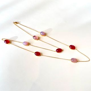 Rose Calcedony + Red Quartz necklace(ネックレス)