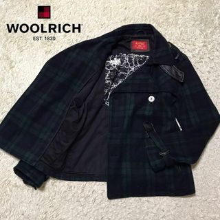 ウールリッチ(WOOLRICH)の【ウール混】ウールリッチ ピーコート　チェック　袖ベルト　B154(ピーコート)