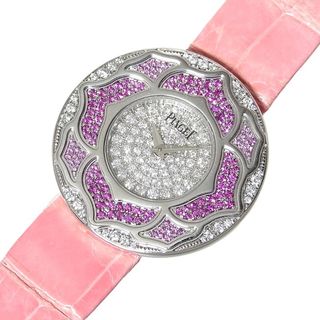 ピアジェ(PIAGET)の　ピアジェ PIAGET ライムライト ダイヤモンド ピンクサファイア GOA30080 K18WG/純正バックル・レザーストラップ クオーツ レディース 腕時計(腕時計)