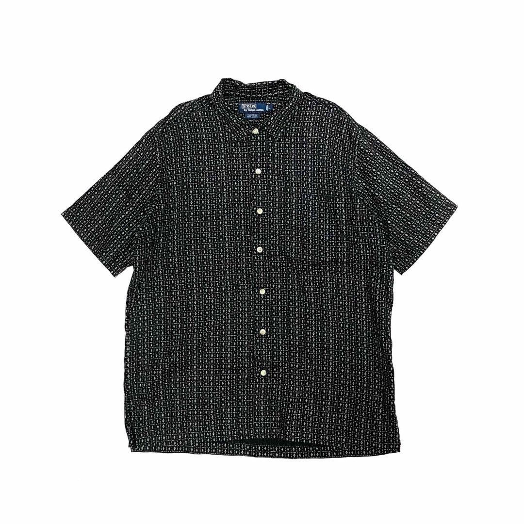 POLO RALPH LAUREN(ポロラルフローレン)のポロ ラルフローレン 総柄シャツ リネンシャツ ヴィンテージ L 黒 メンズのトップス(シャツ)の商品写真