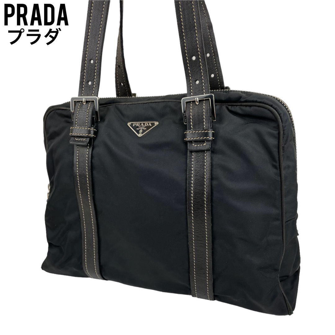 ✨美品　PRADA プラダ　トートバッグ　ブラック　黒　テーストナイロン　肩掛け