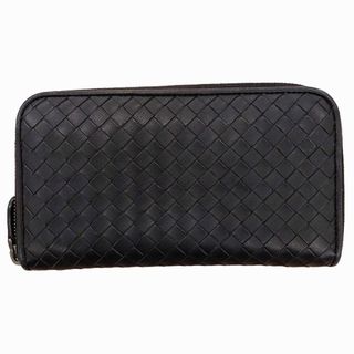 ボッテガヴェネタ(Bottega Veneta)のボッテガヴェネタ イントレチャート ラウンドジップ ロングウォレット 長財布 黒(長財布)