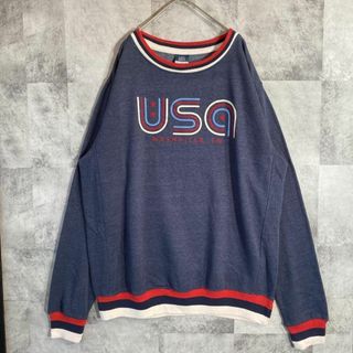 ヴィンテージ(VINTAGE)のリンガーネック スウェット USA刺繡 ゆるだぼ 90s 00s 古着 XL相当(スウェット)