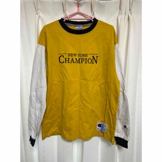 Champion ヘンリーネックT ワッフル サーマル 胸ロゴ ブラック