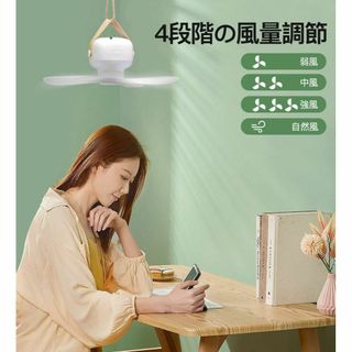 ☆多機能携帯型吊り下げ＆卓上キャンプ扇風機 10000mAh(扇風機)