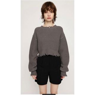 スライ(SLY)のSLY DAMAGE CROPPED KNIT トップス　ニット　ダメージ加工(ニット/セーター)