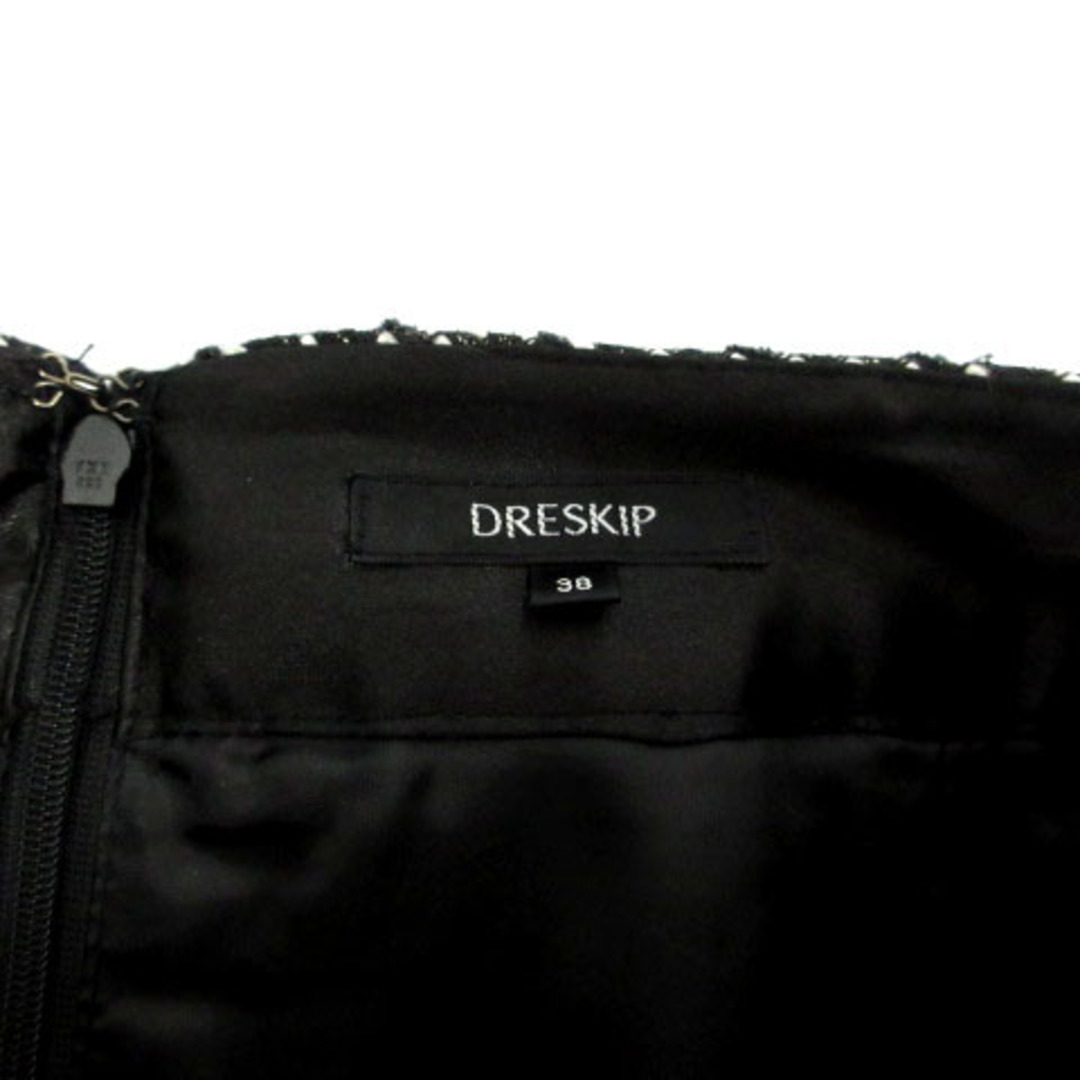 DRESKIP(ドレスキップ)のDRESKIP スカート 台形 ミディ丈 ツイード ラメ 黒 白 シルバー 38 レディースのスカート(ひざ丈スカート)の商品写真