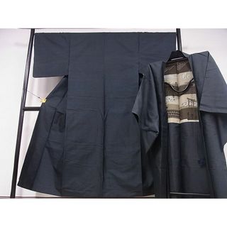 平和屋川間店■男性　本場大島紬　アンサンブル　亀甲文様　正絹　逸品　B-fe4839(着物)