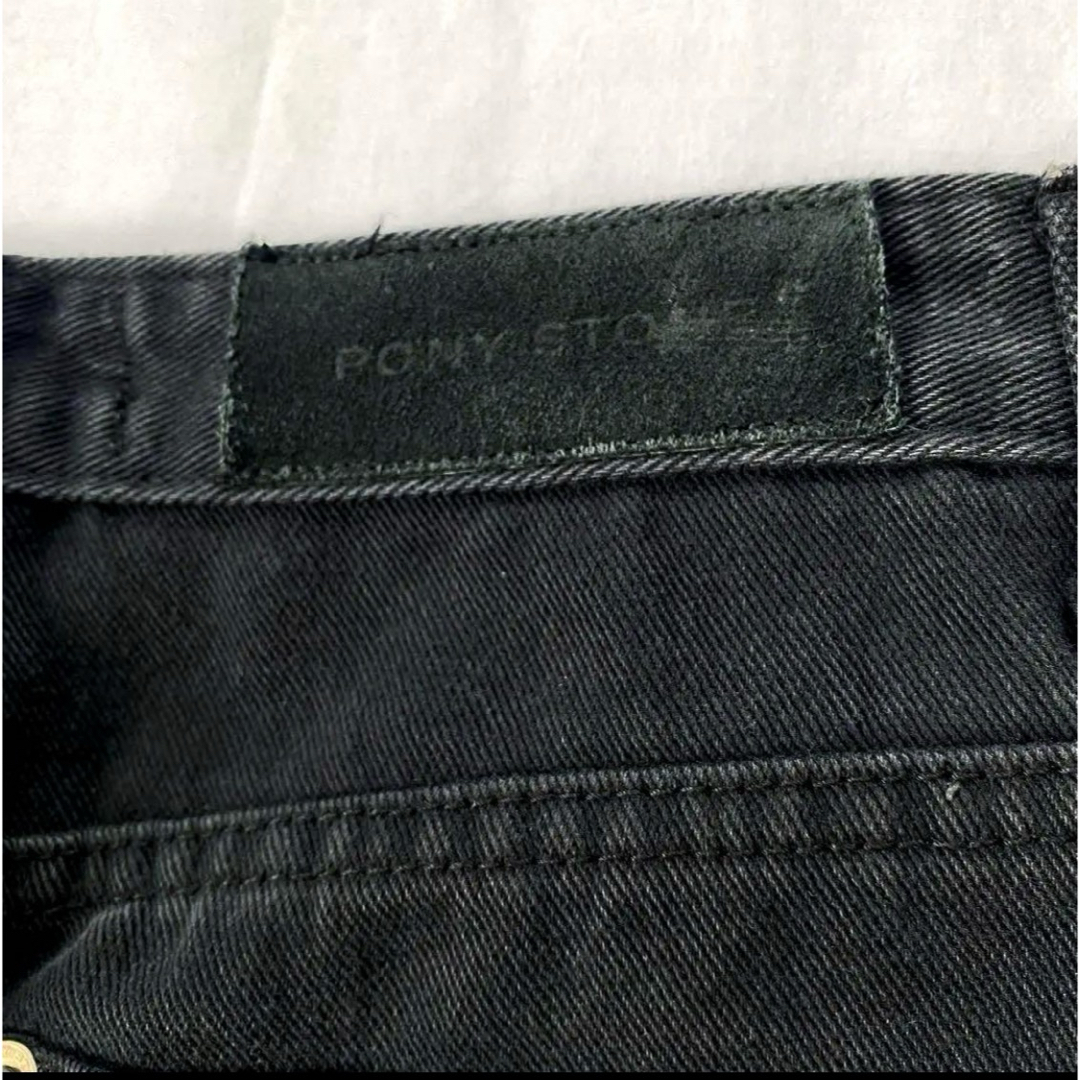 PONYSTONE ポニーストーン ダメージジーンズ デニム ブラック Mサイズ レディースのパンツ(デニム/ジーンズ)の商品写真