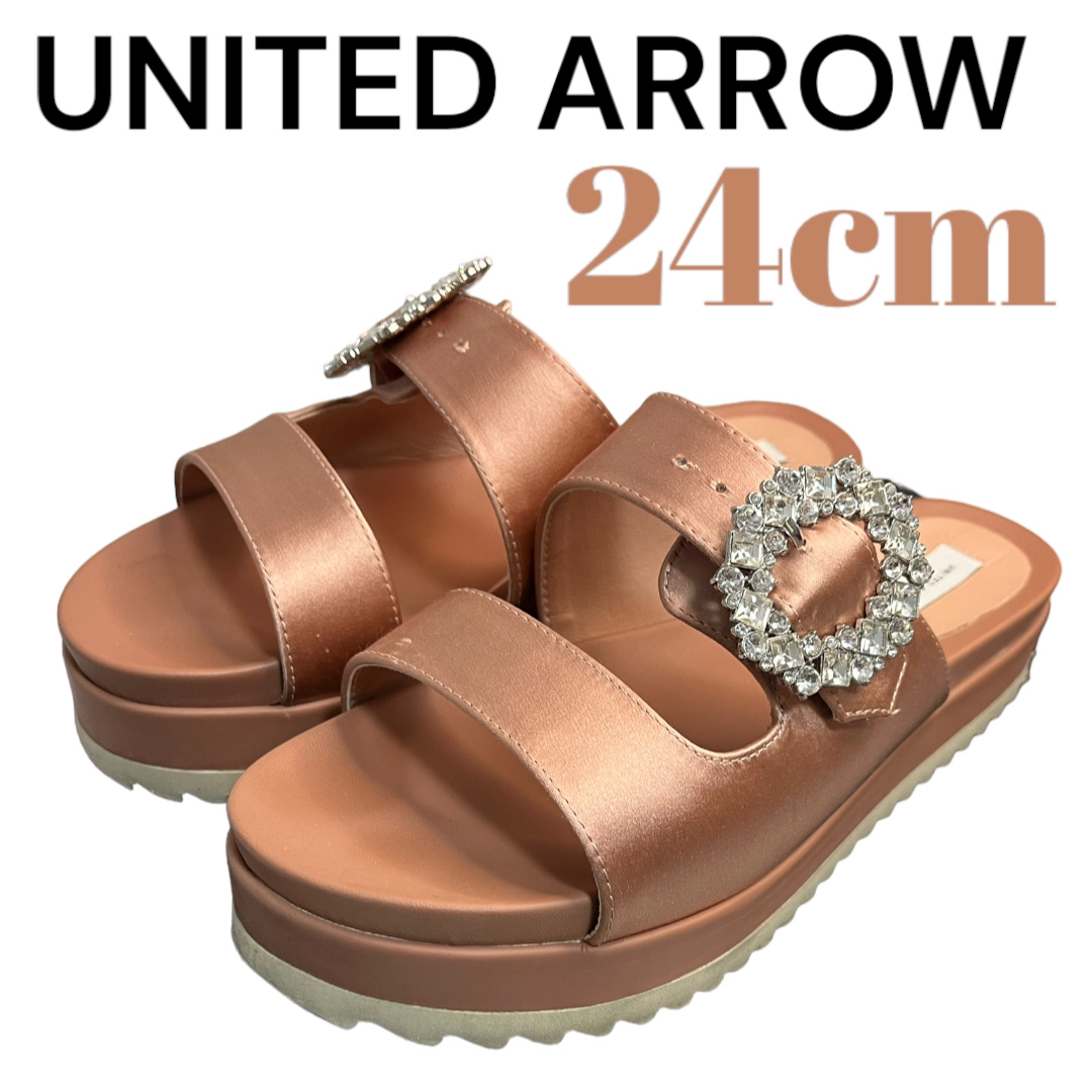 UNITED ARROWS(ユナイテッドアローズ)のユナイテッドアローズ　トーキョー　24cm ピンク　箱有　厚底サンダル　ビジュー レディースの靴/シューズ(サンダル)の商品写真