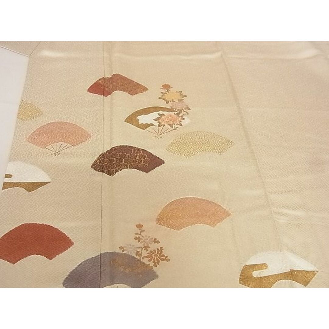 平和屋川間店■訪問着　刺繍　絞り　地紙重ね花文　金彩　着丈159.5cm　裄丈63cm　正絹　逸品　A-wj3356 レディースの水着/浴衣(着物)の商品写真