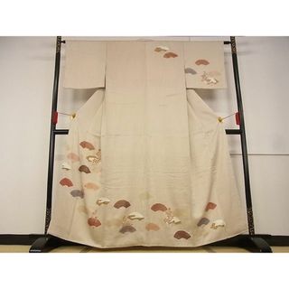 平和屋川間店■訪問着　刺繍　絞り　地紙重ね花文　金彩　着丈159.5cm　裄丈63cm　正絹　逸品　A-wj3356(着物)