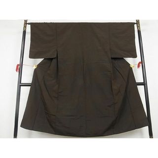 平和屋野田店■男性　紬　色無地　赤墨色　正絹　逸品　A-br3083(着物)