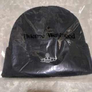 ヴィヴィアンウエストウッド(Vivienne Westwood)のvivienne westwoodニット帽　ブラックS-M(ニット帽/ビーニー)