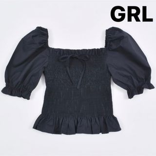 グレイル(GRL)のO GRL フェアリーコア グランジ レース シャーリング 半袖 トップス(シャツ/ブラウス(長袖/七分))