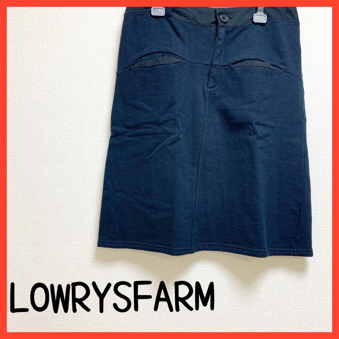 LOWRYS FARM(ローリーズファーム)の【LOWRYSFARM】ひざ丈スカート ネイビー ブラック 台形スカート レディースのスカート(ひざ丈スカート)の商品写真