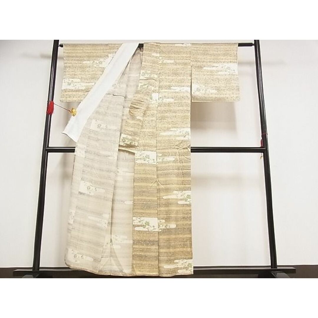 平和屋川間店■上質な小紋　単衣　霞草花文　着丈151cm　裄丈63.5cm　正絹　逸品　B-ph3787 レディースの水着/浴衣(着物)の商品写真