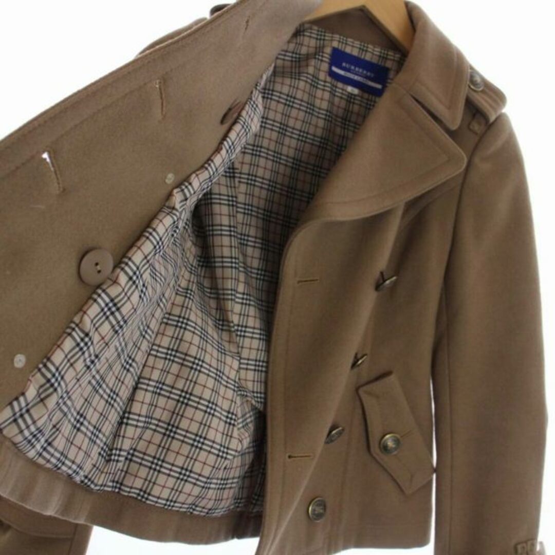 BURBERRY BLUE LABEL(バーバリーブルーレーベル)のバーバリーブルーレーベル Pコート ピーコート ショート 裏地チェック S 茶 レディースのジャケット/アウター(ピーコート)の商品写真