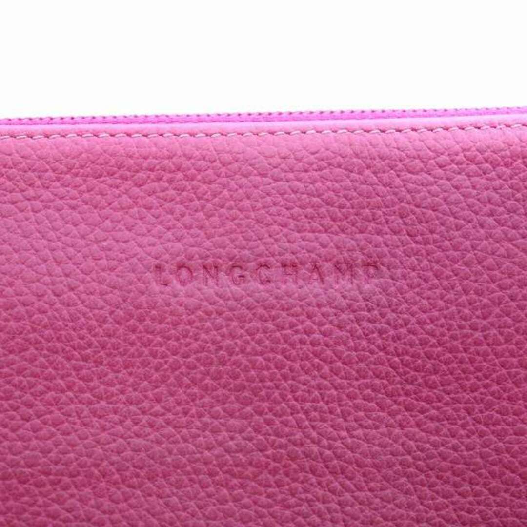 LONGCHAMP(ロンシャン)のロンシャン 長財布 L字ファスナー レザー ロゴ 型押し ピンク レディースのファッション小物(財布)の商品写真