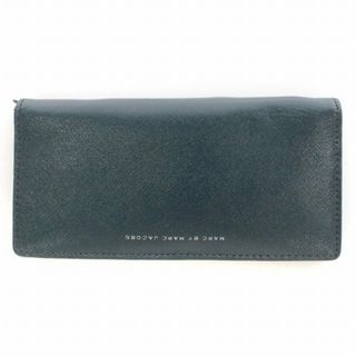 マークバイマークジェイコブス(MARC BY MARC JACOBS)のマークバイマークジェイコブス 長財布 二つ折り ボタン フェイクレザー 青 茶(財布)