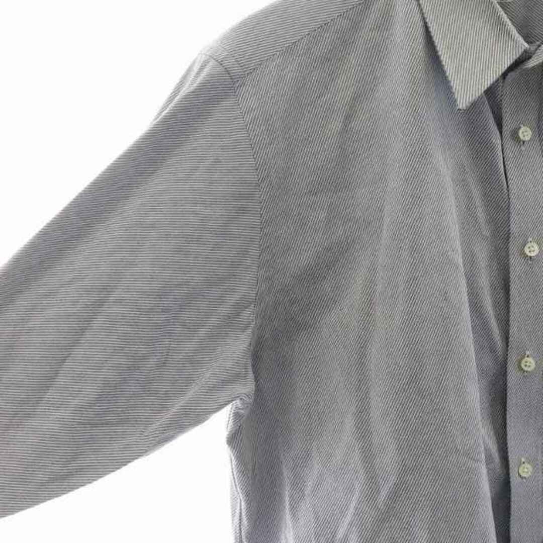 AQUA SCUTUM(アクアスキュータム)のAQUASCUTUM ワイシャツ ステンカラー 長袖 ロゴ ネーム刺繍 青 白 メンズのトップス(シャツ)の商品写真