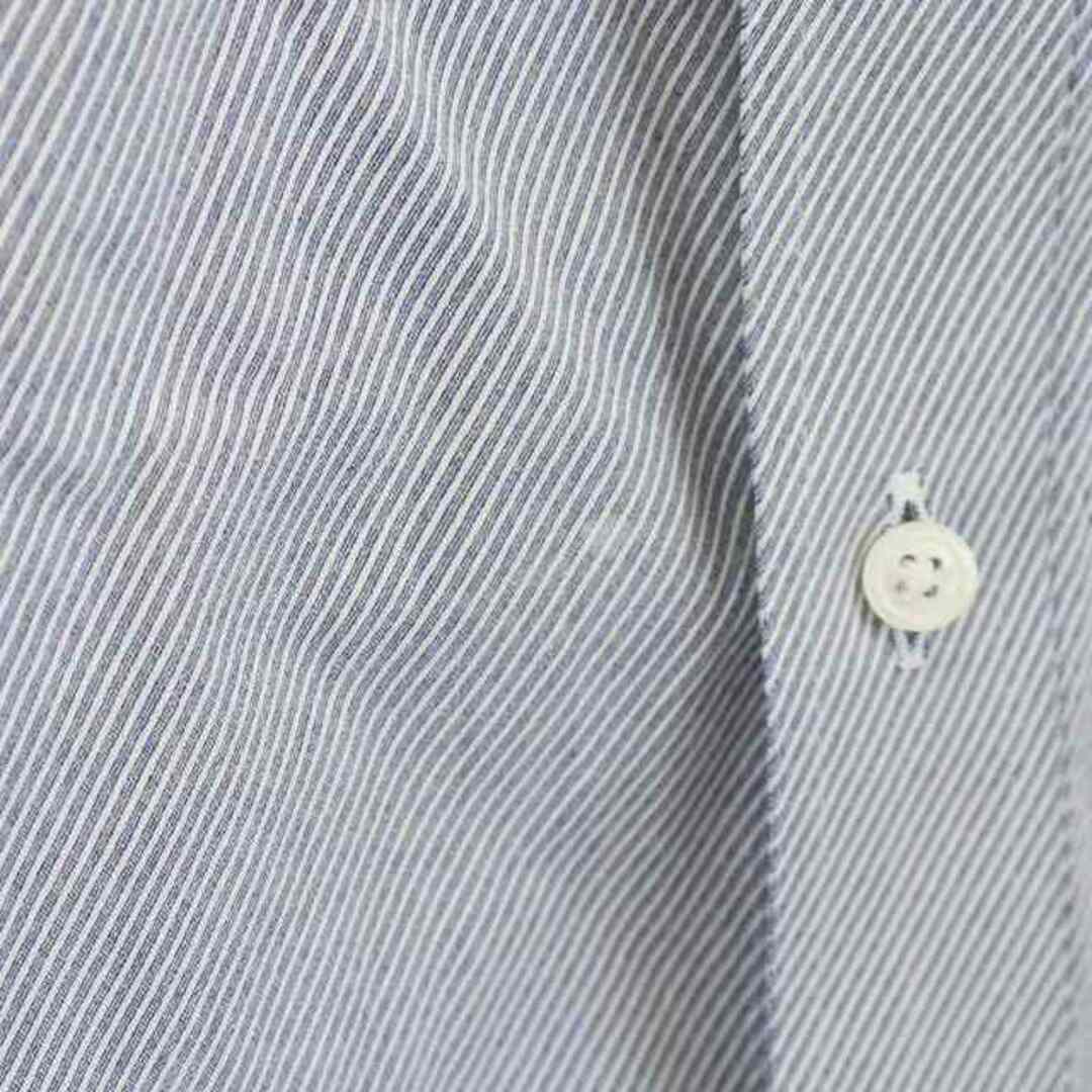 AQUA SCUTUM(アクアスキュータム)のAQUASCUTUM ワイシャツ ステンカラー 長袖 ロゴ ネーム刺繍 青 白 メンズのトップス(シャツ)の商品写真