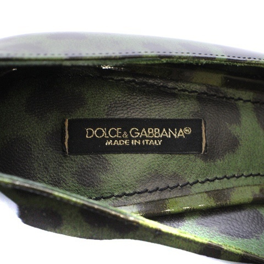 DOLCE&GABBANA(ドルチェアンドガッバーナ)のドルガバ パンプス ハイヒール パテントレザー ヒョウ柄 37 24.0cm 緑 レディースの靴/シューズ(ハイヒール/パンプス)の商品写真