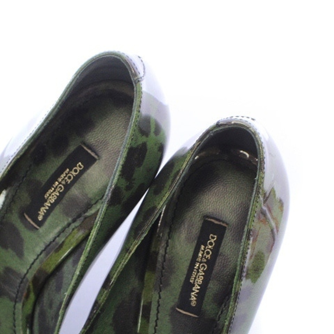 DOLCE&GABBANA(ドルチェアンドガッバーナ)のドルガバ パンプス ハイヒール パテントレザー ヒョウ柄 37 24.0cm 緑 レディースの靴/シューズ(ハイヒール/パンプス)の商品写真