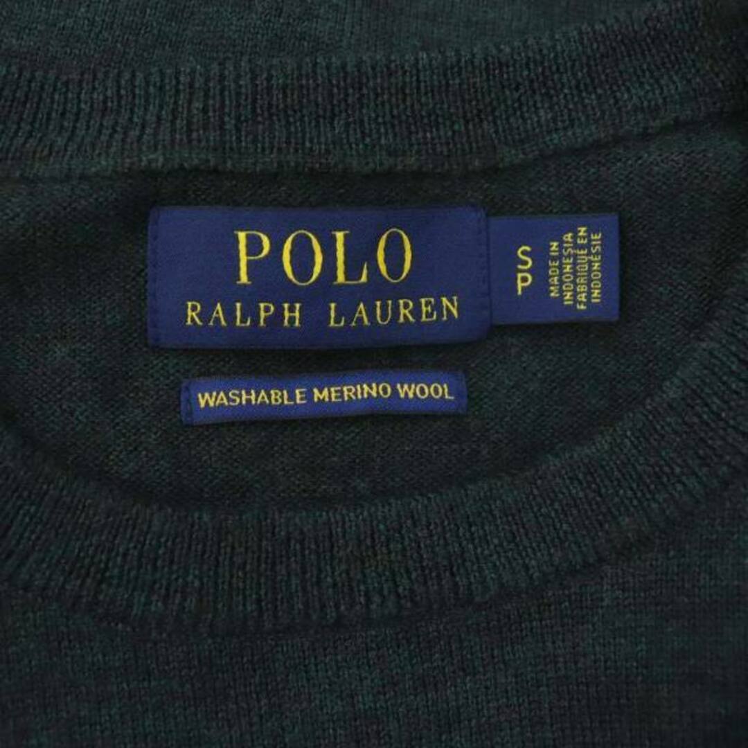 POLO RALPH LAUREN(ポロラルフローレン)のポロ ラルフローレン ロゴ刺繍 ウール ニット セーター 長袖 S 緑 グリーン メンズのトップス(ニット/セーター)の商品写真