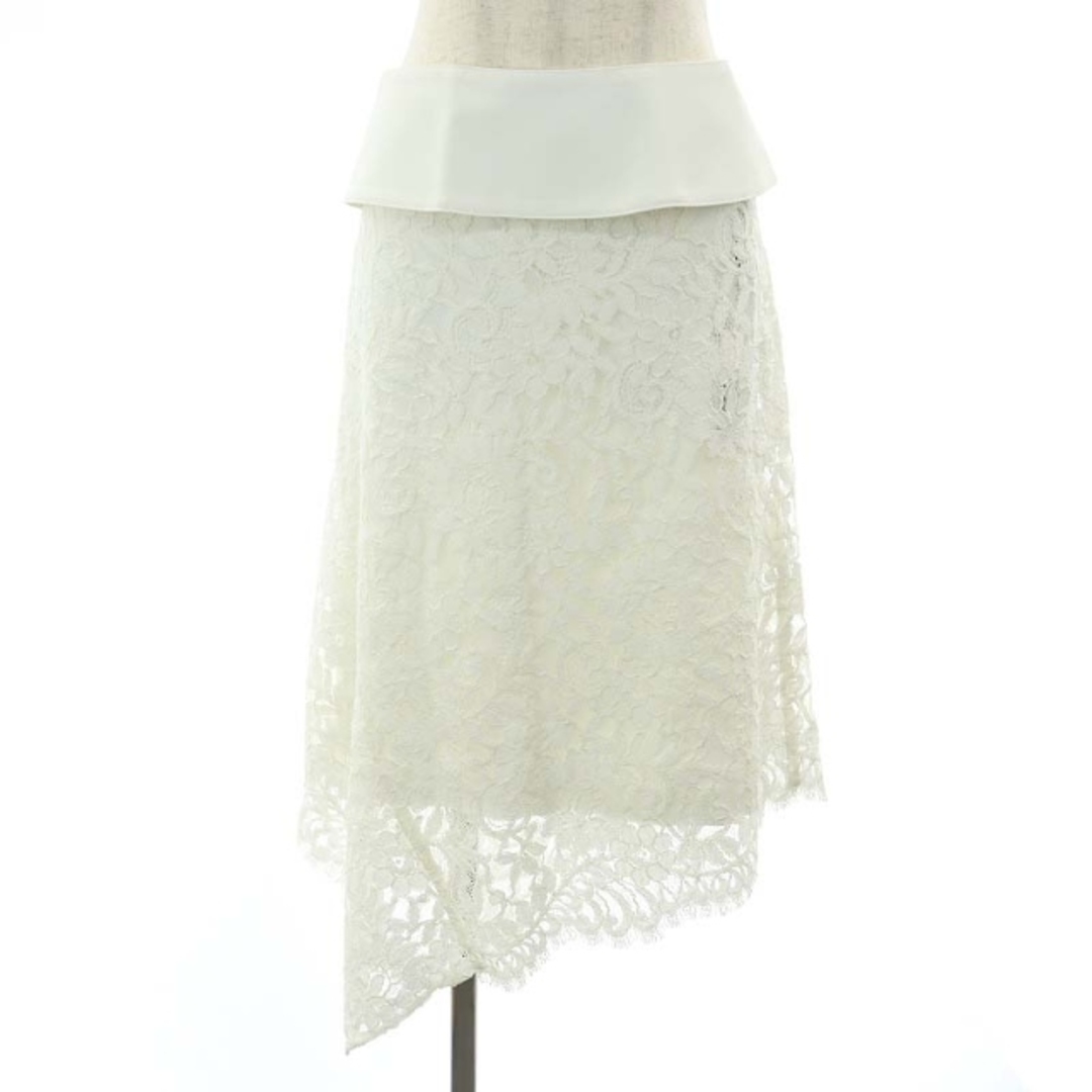 ADORE(アドーア)のアドーア ダブルカラーコードレースアシメトリーヘムスカート フレア 36 S 白 レディースのスカート(ロングスカート)の商品写真