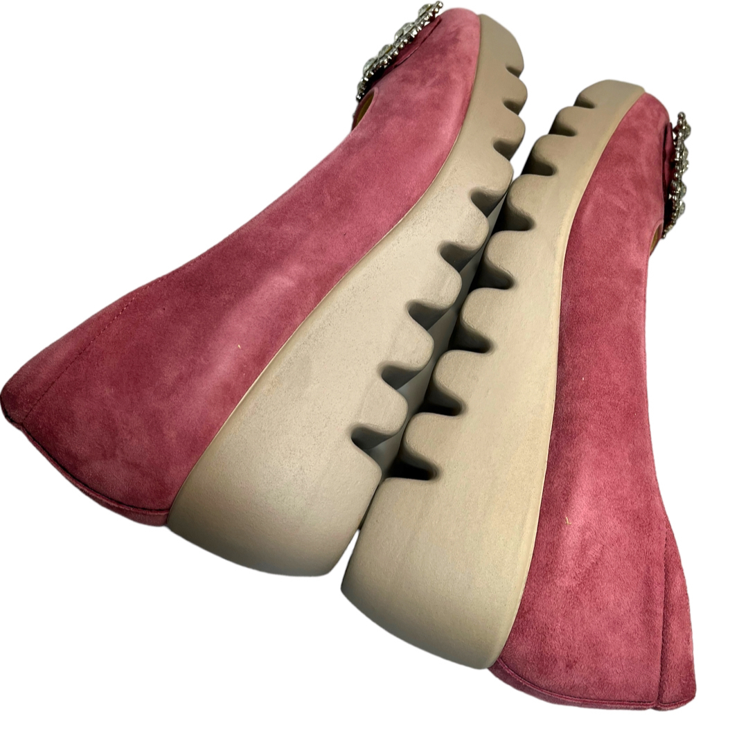 ヒルズアヴェニュー　ピンク　キラキラ　厚底　パンプス　24cm スエード　 レディースの靴/シューズ(ハイヒール/パンプス)の商品写真