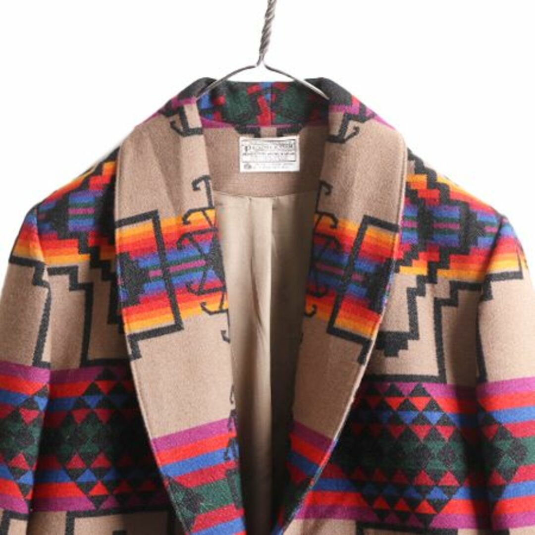 PENDLETON(ペンドルトン)のデッドストック 90s USA製 ペンドルトン ネイティブ テーラード ジャケット レディース M 90年代 オールド ブレザー PENDLETON ウール 総柄 レディースのトップス(カーディガン)の商品写真